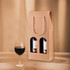 A drink bottle packaging with a rope handle, designed for two wine bottles in a brown box.