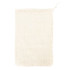 A cream-coloured organic cotton mesh bag with a drawstring closure, featuring a logo.