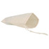 A small natural cotton produce bag, cream in colour, with a drawstring closure and a logo on the side.