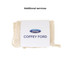 A large cream cotton produce bag tied with string, featuring a branding logo on the label.