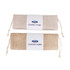 Two jute produce bags, one in light beige and one in a slightly darker beige, both featuring a logo.