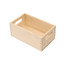 A small wooden storage box in light pine, featuring side handles for easy carrying.