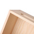 A medium wooden storage box with a natural wood finish and a handle for easy carrying.