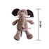 A plush toy elephant in brown and cream, measuring 25 cm, with a stitched logo on its side.