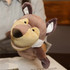 A plush wolf hand puppet in brown and cream colours, featuring expressive eyes and ears, held in a person's hand.