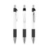 A creamy white barrel pen with a black grip and accents, featuring a sleek design and a clip.
