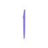 A purple plastic pen with a silver clip, featuring a streamlined design and a simple barrel.
