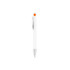 A creamy white pen with a silver tip and an orange accent, featuring a clip and logo.