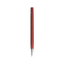 A red pen with a sleek design and a silver tip, featuring a branding logo.