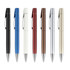 A collection of eight Lucky Pens featuring various sprayed finishes in black, blue, white, red, brown, silver, and gold colours.