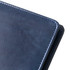 A navy blue A4 business compendium featuring a textured surface and stitched detailing. Includes a logo on the cover.
