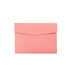 A PU leather A4 file bag in a soft pink shade, featuring a flap closure and a smooth texture, with a branding logo.