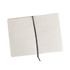 An A5 cork notebook with lined pages, featuring a black ribbon bookmark and a plain cork cover.