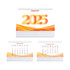 A desk calendar featuring a vibrant orange and yellow design with months displayed for January and February 2025.