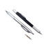 A multi-function pen set featuring a silver pen with a ruler and a black pen, both with a sleek design.