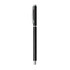 A black aluminium gel pen with a silver clip, featuring a sleek design and a logo on the barrel.