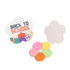 Flower-shaped sticky notes in pink, orange, yellow, and green, presented in a coordinating flower-shaped holder.