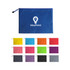 A blue zip bag featuring a logo, surrounded by various zip bags in bright colours, including yellow, pink, and purple.