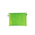 A bright green zip bag with a textured surface, featuring a zip closure and a small logo.