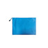 A blue zip bag with a textured honeycomb pattern and a zip closure. It features a small pull tab.