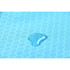 A close-up of a light blue fabric featuring a hexagonal pattern with a droplet of water on its surface.