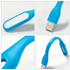 A blue bendy light with a USB connector, featuring a flexible design and a light-emitting section.