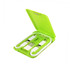 A green multifunctional cable case with various charging cables neatly organised inside.