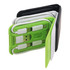 A multifunctional cable case in green, black, and white, featuring several charging cables neatly arranged inside.