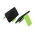 A multifunctional cable case in bright green, featuring an adjustable stand for a smartphone display.