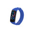 A multifunctional smart band in blue with a black display, featuring various icons and data readouts.