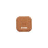 A square cork wireless charger featuring a simple design and a logo.