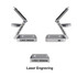 A foldable wireless charger stand in silver, featuring a sleek design and an engraved logo.
