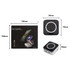 A foldable wireless charger stand in black and silver, alongside its box, displaying dimensions and design features.