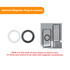 A magnetic ring accessory in white and black, designed for use with phone cases for magnetic attachments.