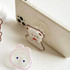 A custom-shaped acrylic phone pop holder in the form of a cute bear and bunny, featuring clear and pastel colours.