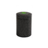 A small black metal cylinder tin canister with a green logo on the lid, measuring 45 x 65mm.