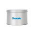 A silver medium tin can with a transparent window and a logo on the front. It has a simple, cylindrical design.