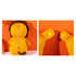 A lion-shaped plush travel pillow in yellow, featuring a zip closure and two button attachments on the sides.