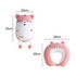 A tiger-shaped 2-in-1 travel pillow in pink and white, featuring a plush design with a smiling face and ear details.