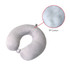A U-shaped travel pillow in light grey, made from PP cotton, featuring a soft texture and a logo.
