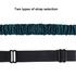 A satin sleep mask featuring two strap options: a teal satin strap and a black elastic strap.