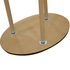 An oval base with light-coloured wood and metal supports, designed for an exhibitor booth setup.