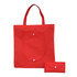 A red non-woven foldable bag paired with a smaller, matching pouch. The bag features a front pocket and has a logo.