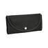 A black non-woven foldable bag, designed to be compact and has a fastening button. Features a subtle logo.