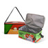 A colourful sublimation shoulder cooler bag with a zippered opening and removable strap, featuring an interior liner.