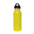 A drink bottle in bright yellow, featuring a double wall vacuum design and a black PP lid.