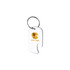 A drink bottle opener keyring in clear acrylic with a circular keyring and a logo design.