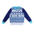 A unisex winter acrylic cotton jacquard sweater featuring a blue and white patterned design with long sleeves.