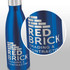 A drink bottle featuring a sleek blue exterior and a logo, designed for promotional use.