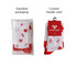 Compression socks in red and white, displayed in standard packaging and with a custom header card featuring a logo.